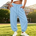 thumbnail image 6 of Wilark Girls Sweatpants with Pockets Fashion Drawstring Elastic Waist Casual Running Baggy Joggers for Kids Blue 14, 6 of 9