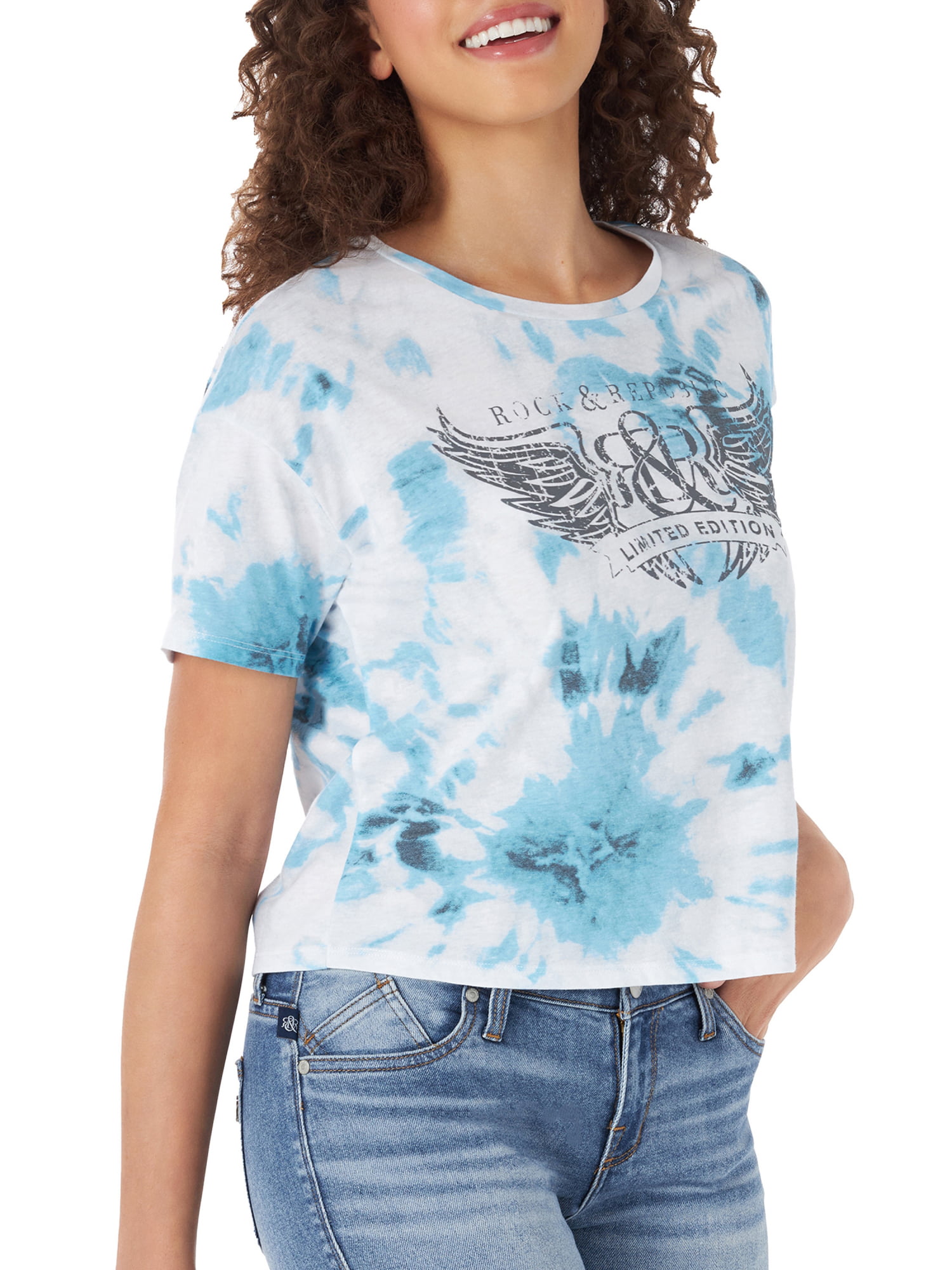 XS or XL New Rock & Republic Woman's Burnout T-Shirt Navy Tie Dye 