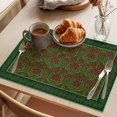 thumbnail image 3 of Vintage Red Roses Placemats Set of 12 Green Abstract Art Floral Ethnic Place Mats Indoor Wipeable Table Mats Washable Cloth Dining Table Placemats for Kitchen Holiday Party Home Decor 13x19 Inch, 3 of 9