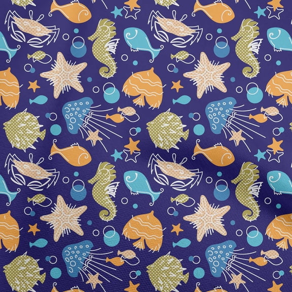 oneOone Georgette Viscose Navy Blue Fabric Beach Dress Material Fabric Print Fabric By The Yard 42 Inch Wide