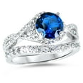 thumbnail image 3 of 3.25 Carat TW Infinity Sapphire CZ Wedding Ring Set in Sterling Silver for Women 5, 3 of 4