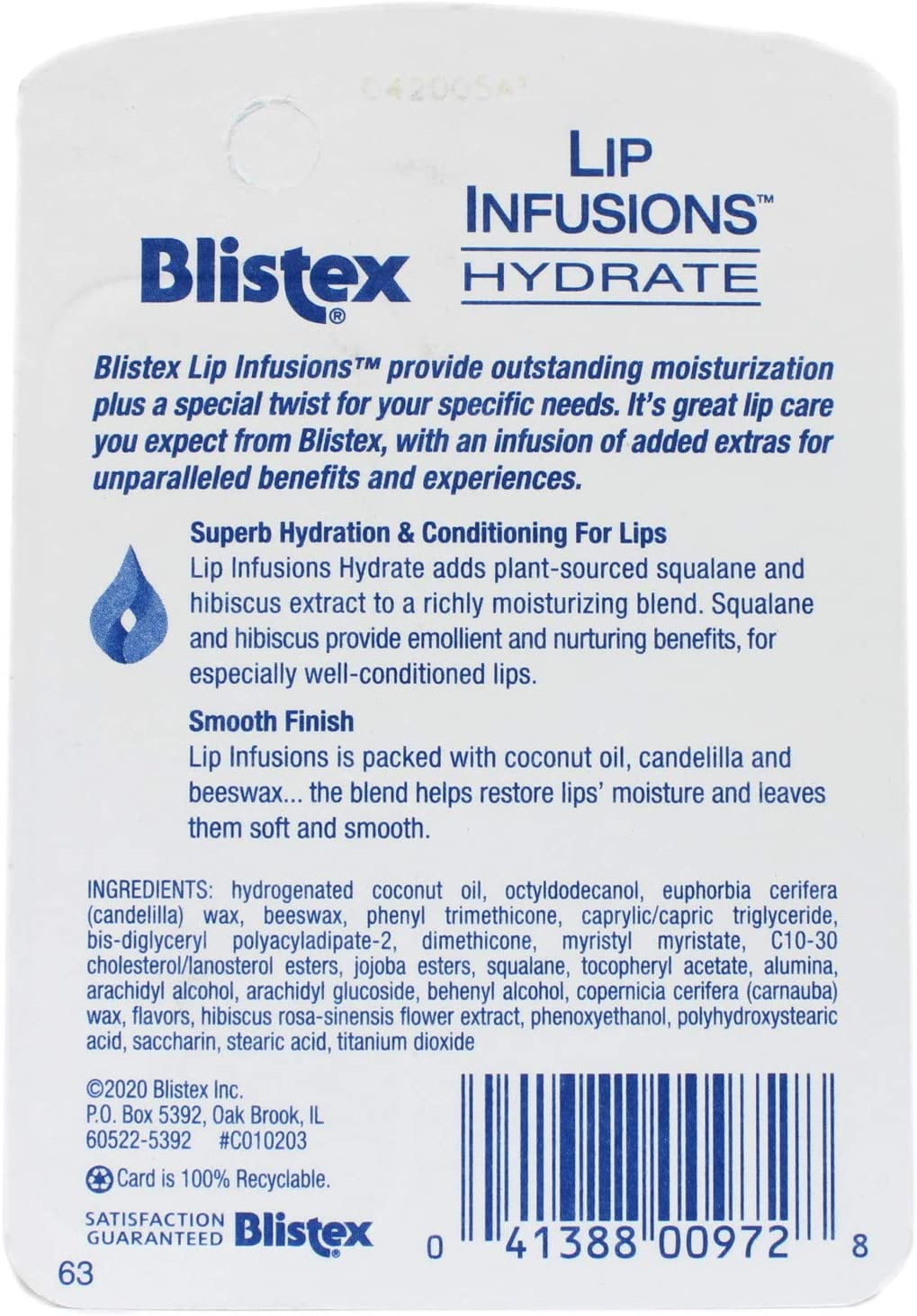 Blistex Lip Infusions Hydrate Lip Moisturizer 0.13 Ounce (6 Pack)