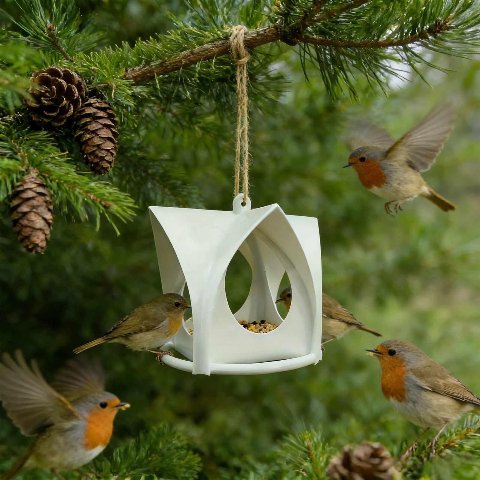 Lunxisen 3 Pcs Bird Feeders for Outdoors Hanging Separate Compartments, Feeding Ports, Weatherproof, Large Capacity