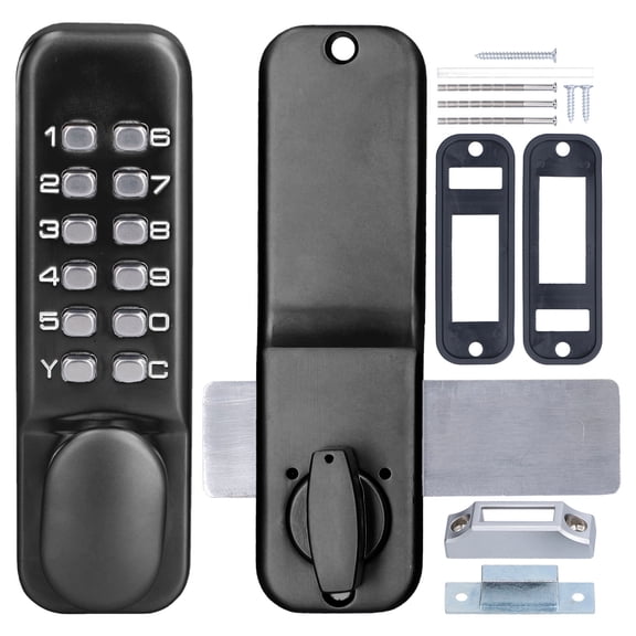 Dongyi Keyless Sliding Door Lock - 1-11 Digit Mechanical Combination Keypad,Waterproof Zinc Alloy Deadbolt for Patio,Balcony,Garage & Garden Gate,Black