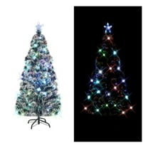 Pre-lit Christmas Tree Green and White 5 ft Fiber Optic