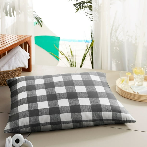 Humble And Haute Black Buffalo Plaid Indoor Outdoor Floor Pillow 35 In W X 26 D Com Haute Black Buffalo Plaid Indoor, Outdoor Floor Pillow