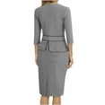 thumbnail image 3 of Oplxuo Womens Peplum Bodycon Pencil Midi Dress - Elegant 3/4 Sleeve Business Work Church Knee Length Sheath Dresses, 3 of 3