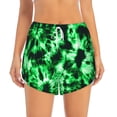 thumbnail image 2 of Balery Green Tie Dye Pantalones cortos deportivos para mujer con forro y dos bolsillos, elásticos, para entrenamiento, gimnasio, yoga-Medium, 2 of 7