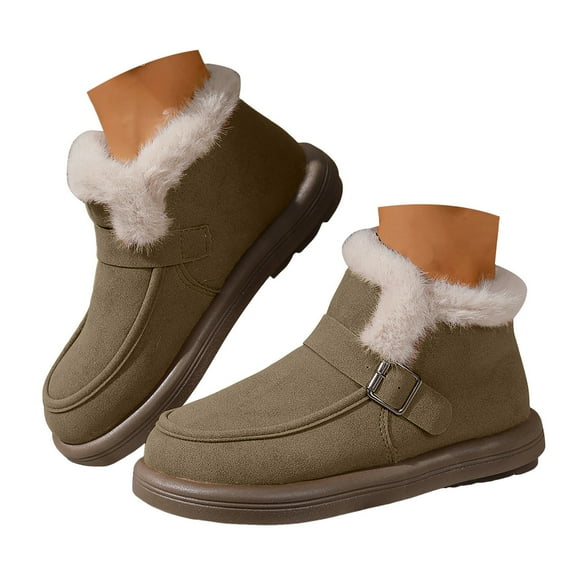 YLYL Women's Winter Snow Boots Suede Fur Lined Soft Plush Warm Comfort Anti-Slip Ankle Boots