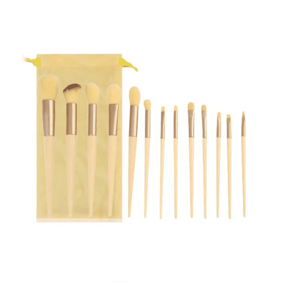 Juego de 13 brochas de maquillaje profesional con bolsa "Juego de 13 brochas de maquillaje profesional con bolsa Malubero Amarillo