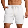 thumbnail image 5 of Men's Big & Tall 5" 7" 9" Jacquard Sweat Shorts - Pull On Soft Lounge Drawstring Sweatpant Athletic Gym Workout Short with Pockets Size M-5XL White, 5 of 6