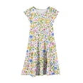thumbnail image 4 of EGNMCR Robe à Manches Courtes à Col Rond Robe d'Été pour Filles à Imprimé Floral Manches Courtes à Volants avec Poches Robe à Col Rond Imprimée pour Enfants Fille Robe en Polyester, 4 of 5