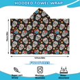thumbnail image 2 of Black Colorful Skull Flower Pattern Hooded Bath Towel，50"x30" for Ages 3 To 12 Kids, Quick Dry Lightweight Soft Microfiber Hood Beach Towel Cover Up for Kids, 2 of 7