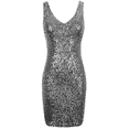 thumbnail image 6 of PrettyGuide Women's Sequin Cocktail Dress V Neck Bodycon Glitter Party Dress, 6 of 7