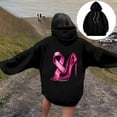 thumbnail image 2 of Women's Round Neck Hooded Sweatshirt Long Sleeved Cancer Survivor Hoodies Casual Pink Ribbon Printed Shirts Trendy Pullover Tops, 2 of 7