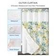 thumbnail image 4 of No Hook Shower Curtain with Snap-in Liner, Watercolor Forest Colorful Waterproof Fabric Bathroom Curtains, Abstract Art Modern Trees Bath Curtains & Mesh Top Window 66"x72", 4 of 9