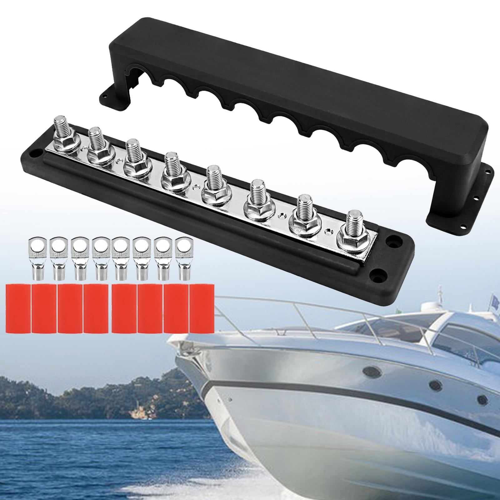 funtasica Power Distribution Block Bus Bar Terminal Block Part Replacement Upgrade Design 12-48V Battery Busbar 300A for Cars Boat Black