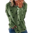 thumbnail image 1 of LUXUR Ladies Sweatshirt Stars Print Pullover Drawstring Hoodies Loose Fit Hooded Tops Long Sleeve Green L, 1 of 8