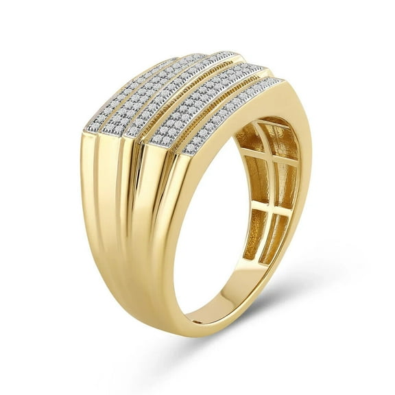 Men's Hip Hop Ring 3Ct Lab Created Diamond in 14K Yellow Gold Plated