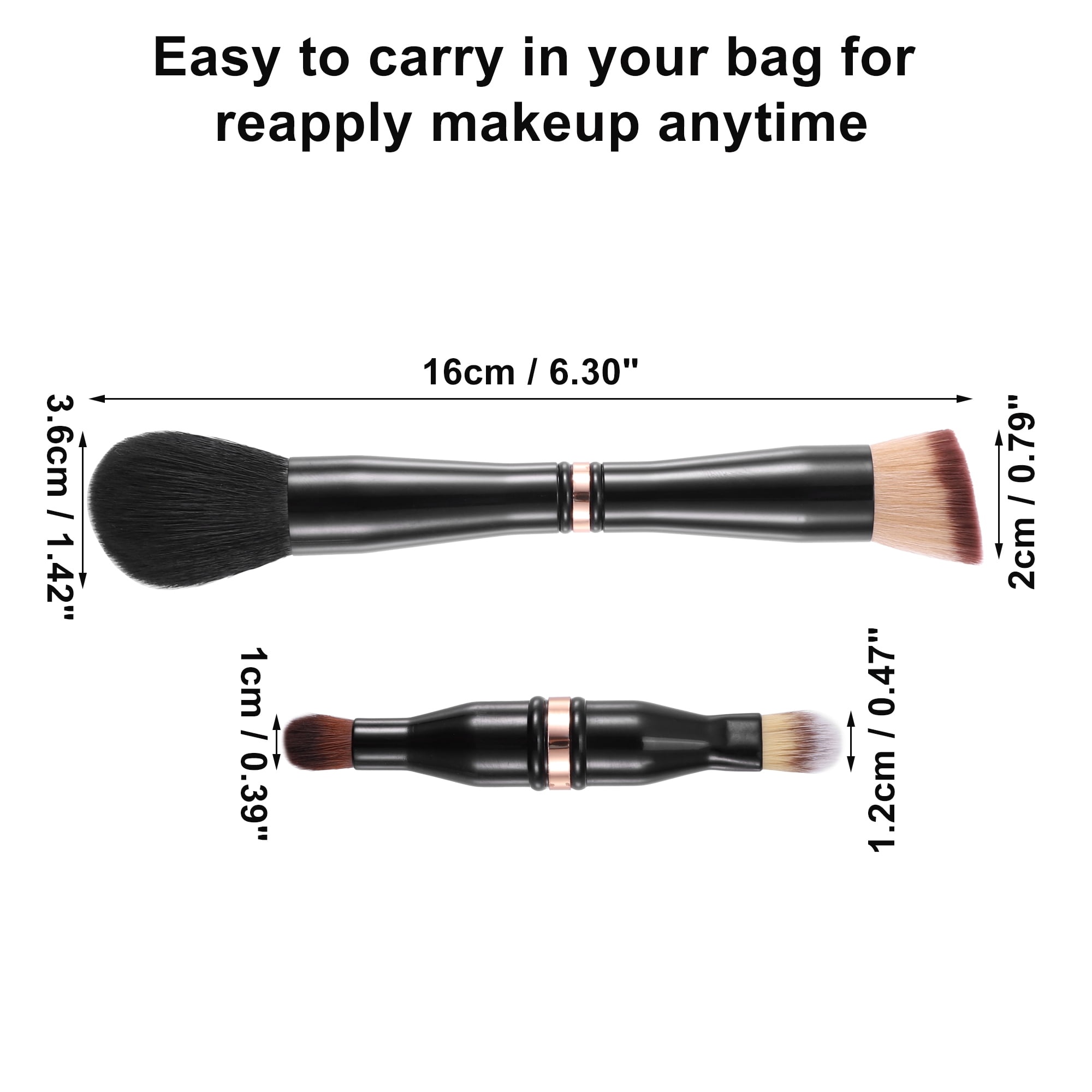 Unique Bargains 4 in 1 Makeup Brush Set Slant Foundation Eyeshadow Concealer Black