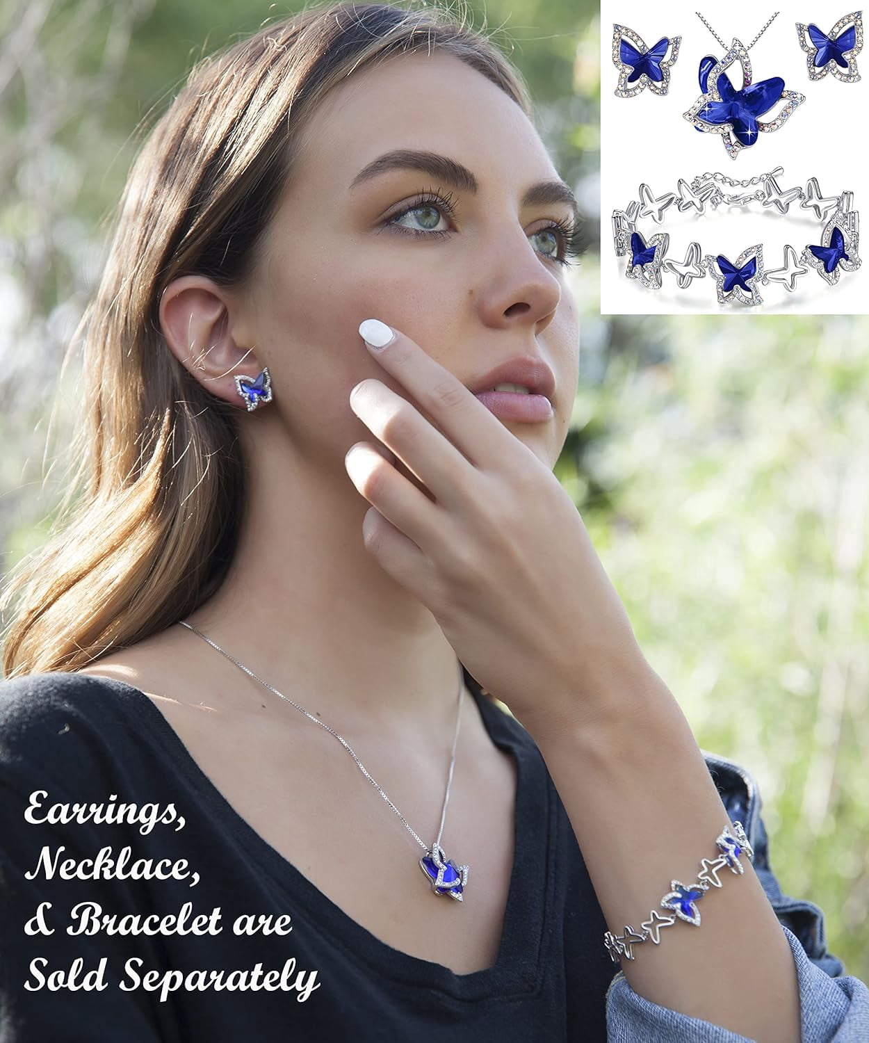 Leander Gift Butterfly Birthstone Crystal Necklace, Silver Tone with 18u201d+2u201d Chain, Necklace for Motheru2019s Day Anniversary Birthday Gifts for Women and Daughter