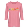 thumbnail image 4 of Uootdi Hauts pour Femmes Manches 3/4 Col Rond Imprimé Arc-en-Ciel Rétro 1976 Coupe Décontractée T-Shirts Nostalgiques d'Été Cadeau, 4 of 5