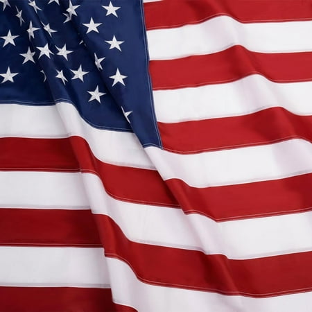 G128 American USA US Flag Nylon 5x8 Ft Embroidered Stars Sewn Stripes Brass Grommets (5X8 FT, US Flag)