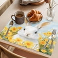 thumbnail image 3 of Spring Placemats Set of 6, Watercolor White Rabbit Yellow Flower Blu Sky Non-Slip Place Mats Washable Table Mats for Kitchen Dining Table Decorations Indoor/Outdoor, 3 of 9