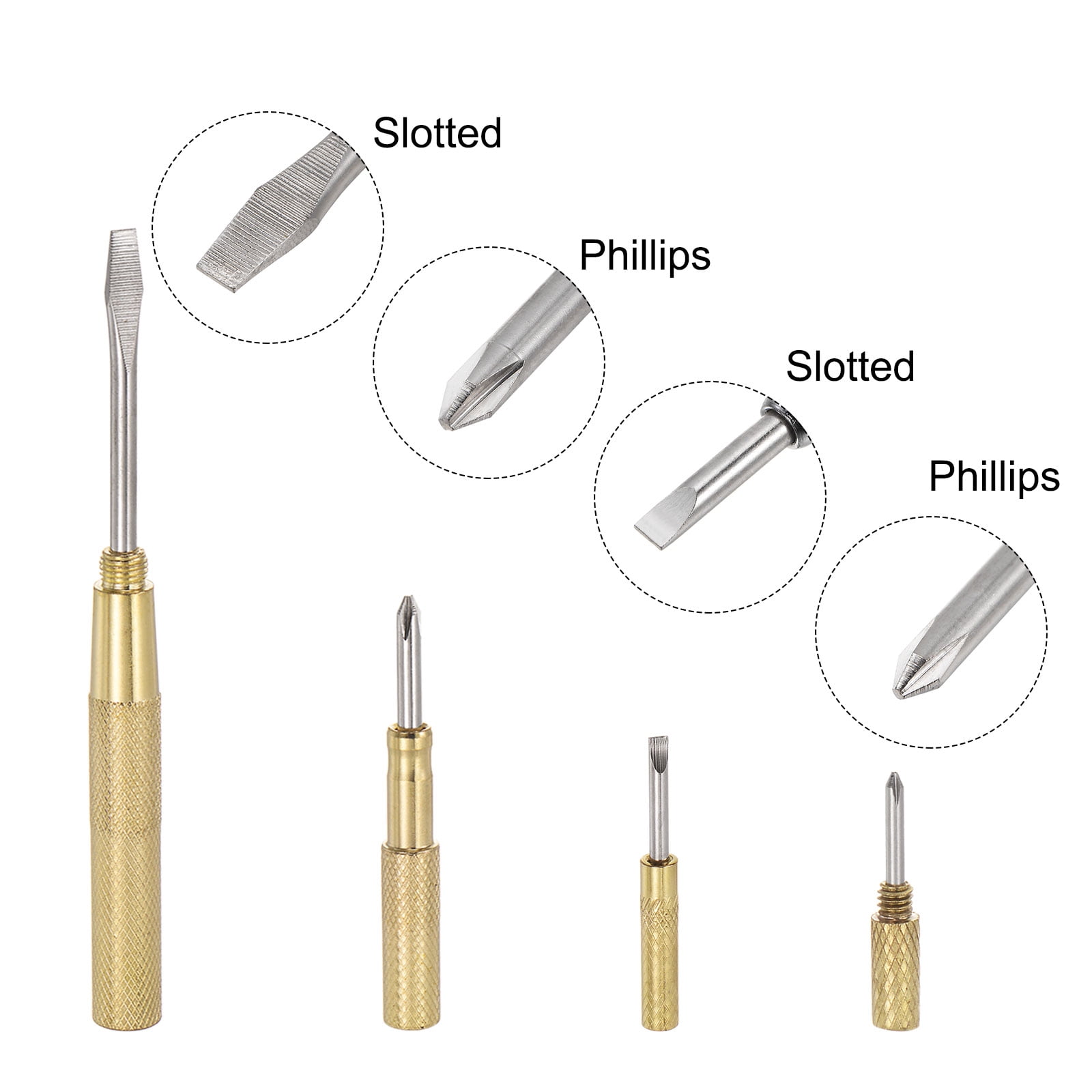 Uxcell 2Set 6 in 1 Mini Multifunction Claw Hammer With Slotted Phillips Screwdriver, Gold Tone