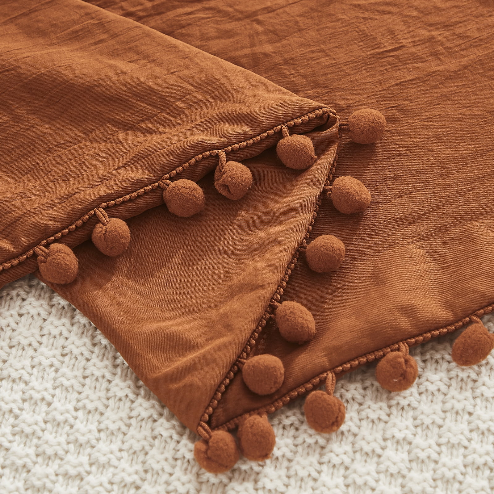 Move Over Burnt Orange Pillow Cover 20x54" Boho Chic Pom Poms Fringe Pattern Body Pillowcase 100% Washed Microfiber
