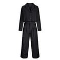 thumbnail image 6 of Scyoekwg Womens Sweatsuits 2 Piece Set Fall Outfits Short Long Sleeve Tops Wide Leg Pants 2 Casual Matching Outfits Fashion Two Piece Set Tracksuit (Black,L), 6 of 7