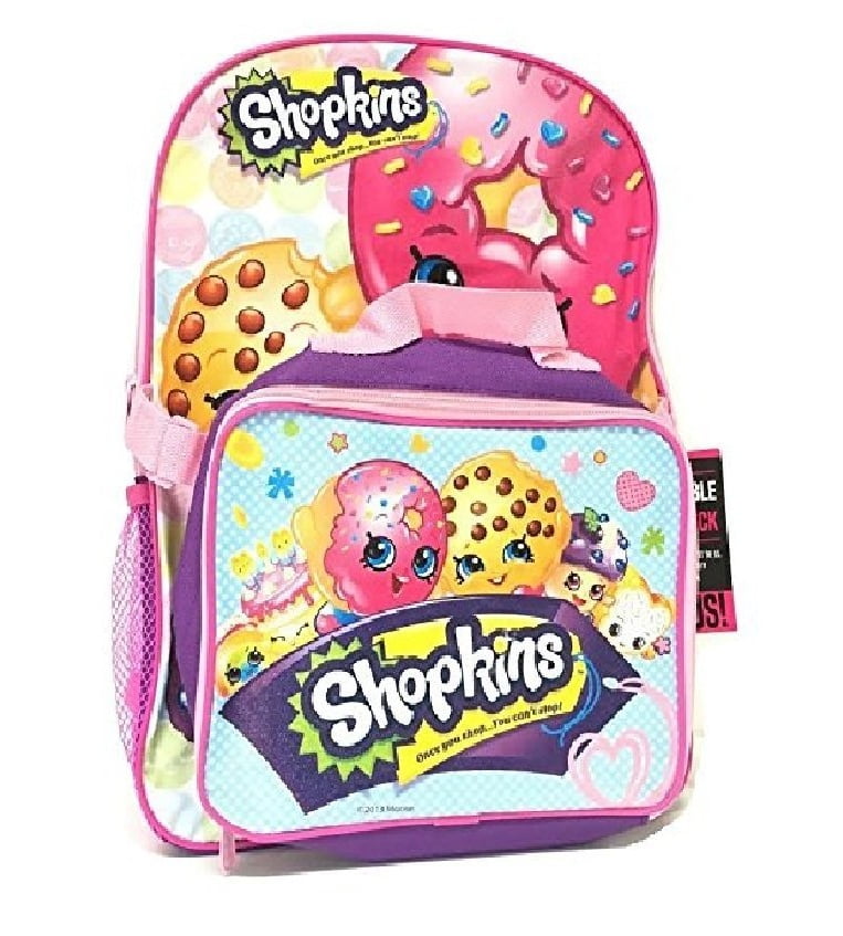 Shopkins - School Backpack Set 16 Large Backpack with Matching Lunch Bag-purple, - Size :12 in(W 