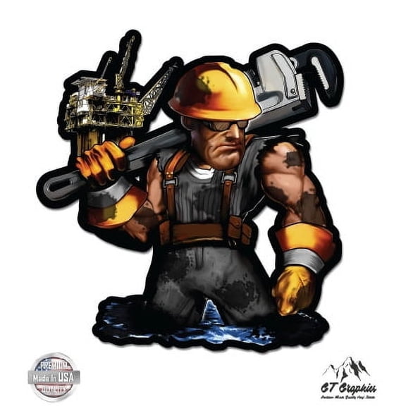 Oilfield Worker Roughneck Oil - 3" Vinyl Sticker - For Car Laptop I-Pad Phone Helmet Hard Hat - Waterproof Decal