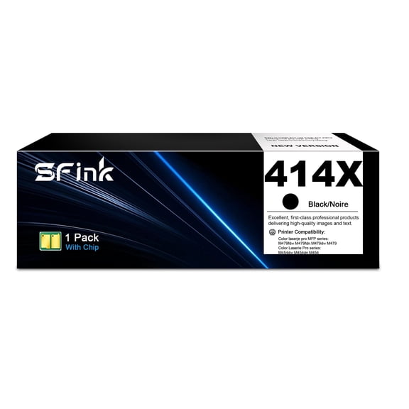 414X Toner Cartridges (with Chip) 1 Pack Black Compatible for HP 414X 414A for Color Laserjet Pro MFP M479fdw M479fdn M479dw Pro M454dw M454dn M479 M454 Printer Ink W2020X W2020A