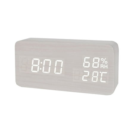 BallsFHK LED Smart Small Wooden Alarm Clock Modern Luminous Digital Desk Clock