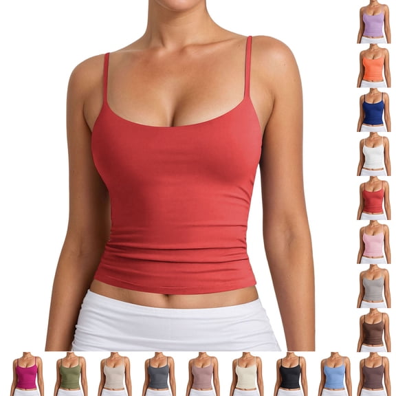 Summer Tank Tops Women Adjustable Spaghetti Strap Going out Tops Braless Tank Tops Casual Work Outfits for Women, Size XS-2XL