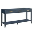 thumbnail image 3 of GZXS Modern Farmhouse Sofa Table, 60-Inch Long Entryway Console with Wave-Patterned Drawers, Open Shelf & Metal Handles (Navy Blue), 3 of 7