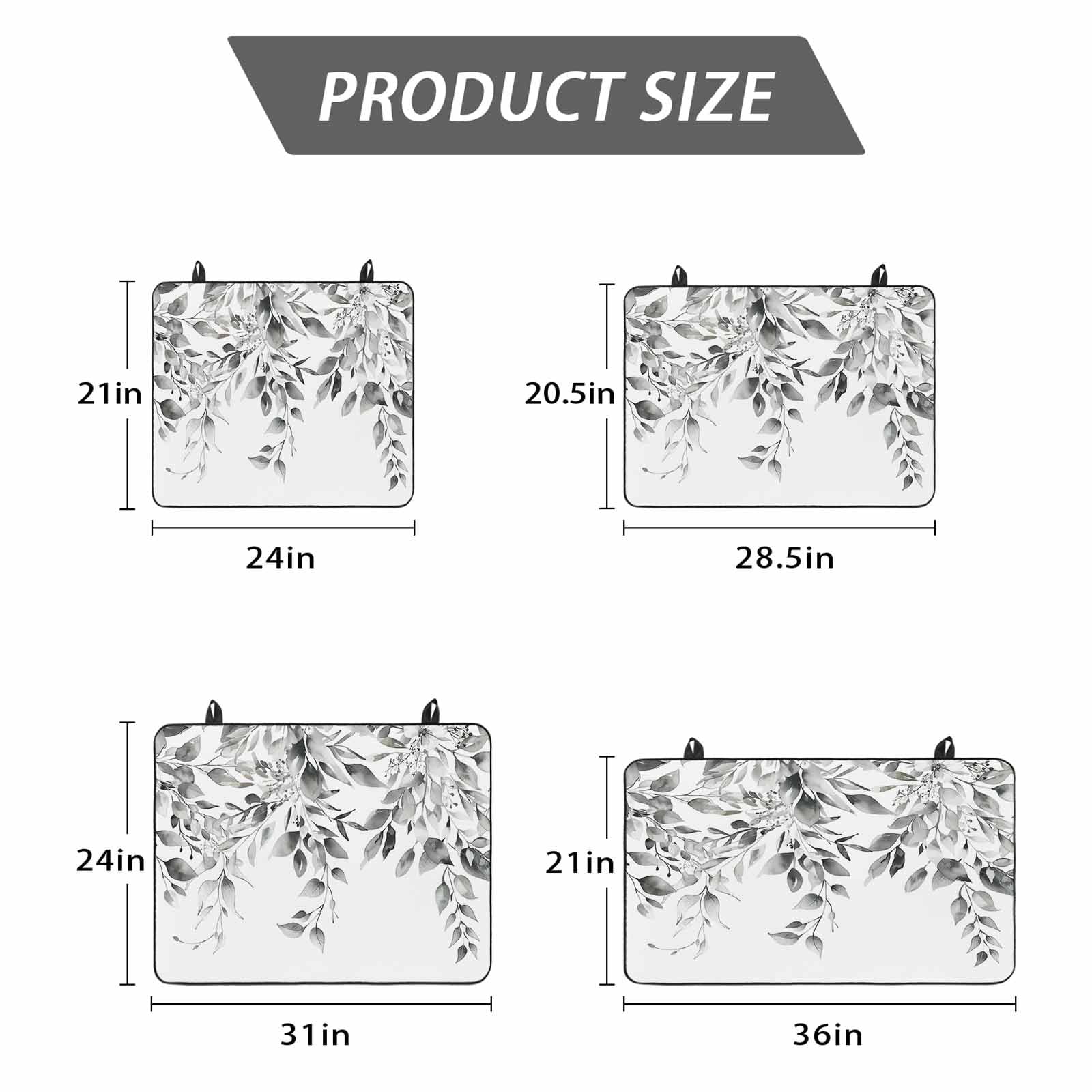 Grey Eucalyptus Leaves Stove Top Cover for Electric Stove, Heat-proof & Non Slip Glass Top Stove Cover Protector, Watercolor Weeping Botanical Kitchen Flat Cooktop Rubber Mat 24x21 Inches