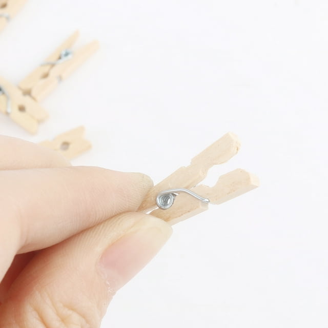 stanreset 100pcs 25mm Mini Natural Wooden Clips for Photo Clips Craft Decoration Clips