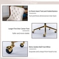 thumbnail image 5 of Home Office Desk Chairs - Beige Velvet Desk Chair Home Office Chair, Upholstered Tufted, Golden Metal Base, Adjustable Swivel Wheels, for Living Room, Bedroom, Office, Vanity, Study (Beige White), 5 of 11