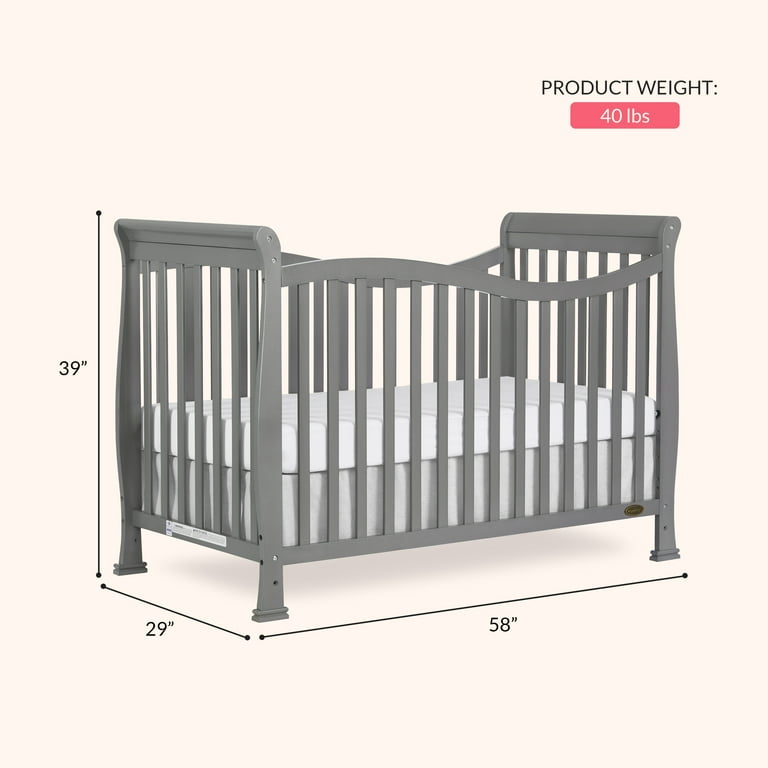Dream On Me Violet 7-in-1 Convertible Crib, Steel Grey, Greenguard
