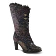 thumbnail image 3 of L'Artiste FORUTALUV Women's Embroidered Suede Lace-Up Boot – Baroque Velvet Mid-Shaft with Stacked Heel, 3 of 9