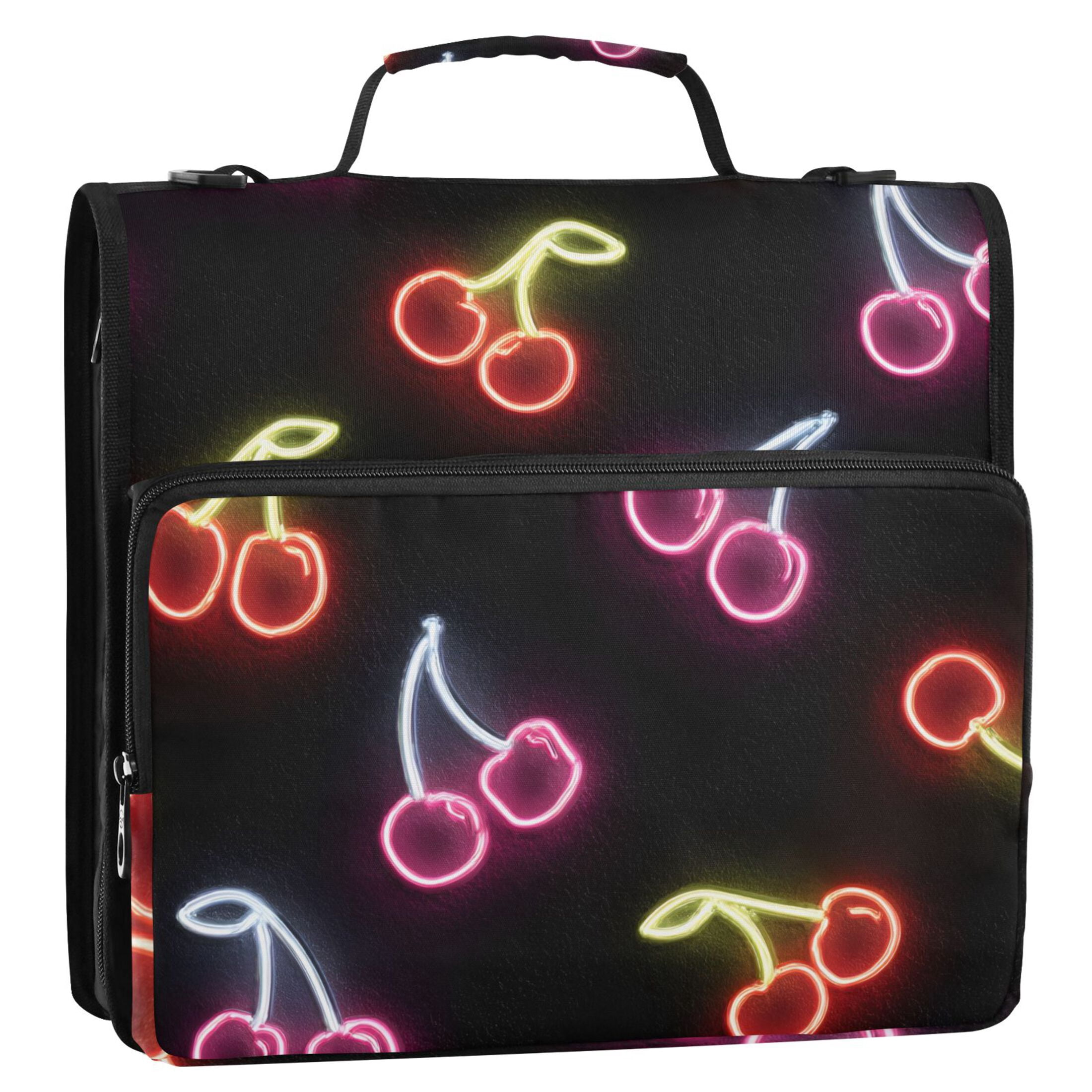 ALAZA Zipper Binder Neon Cherry 3 Ring Trapper Keeper File Folder Organizer Bag