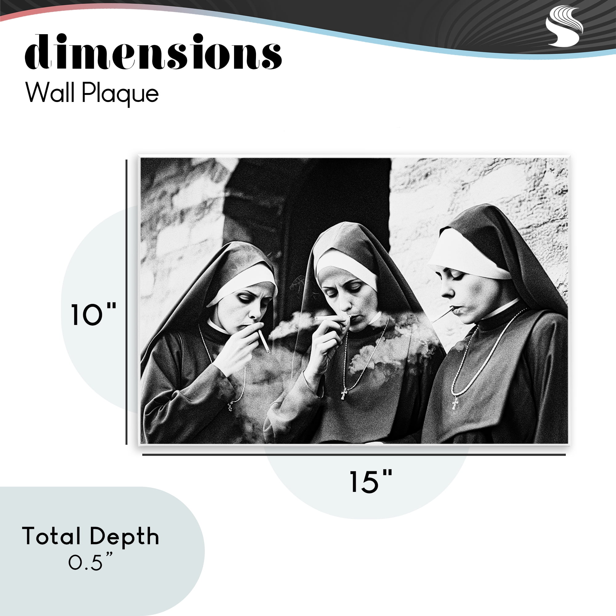 Smoking Nuns Rebellion Wall Plaque Art, design by Decent Exposures