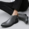 thumbnail image 5 of Men's Genuine Leather Buckle Dress Chelsea Boots with Side Zipper Fashion Pointed Toe Waterproof Non-Slip Casual Business Formal Booties, 5 of 6