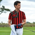 thumbnail image 3 of Balery Nautical American Flag Camisa Polo de Hombre con Estampado, de Manga Corta y Tejido Medio, Camisa Tipo Golf Polo-X-Large, 3 of 6