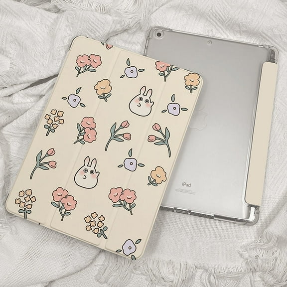 Cute Rabbit Fragmented Flower iPad Case For iPad gen9 gen8 gen7 10.2 Air4 Air5 10.9 Pro11 2020/2021 gen 10 2022 iPad Case with Pen Holder