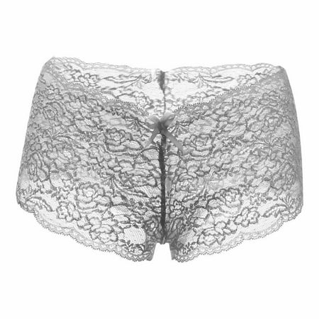 MuZeFu Open Crotch Underwear for Women New Sexy Women Lace Lingerie Plus Size Underwear Open Crotch Bowknot Underwear