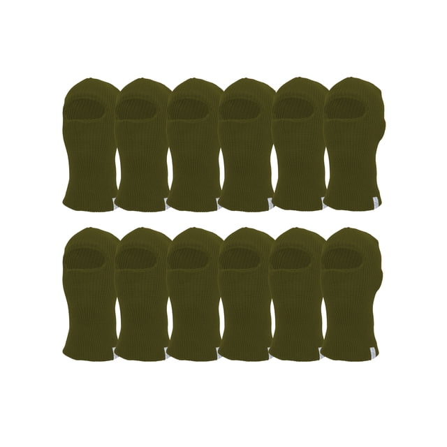TopHeadwear 12 Pack Face Ski Mask 1 Hole Balaclava, Olive
