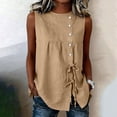 thumbnail image 7 of Dvprdro Womens Round Neck Tie Front Tank Top Linen Sleeveless Loose Fit Solid Summer Casual Tops, 7 of 7